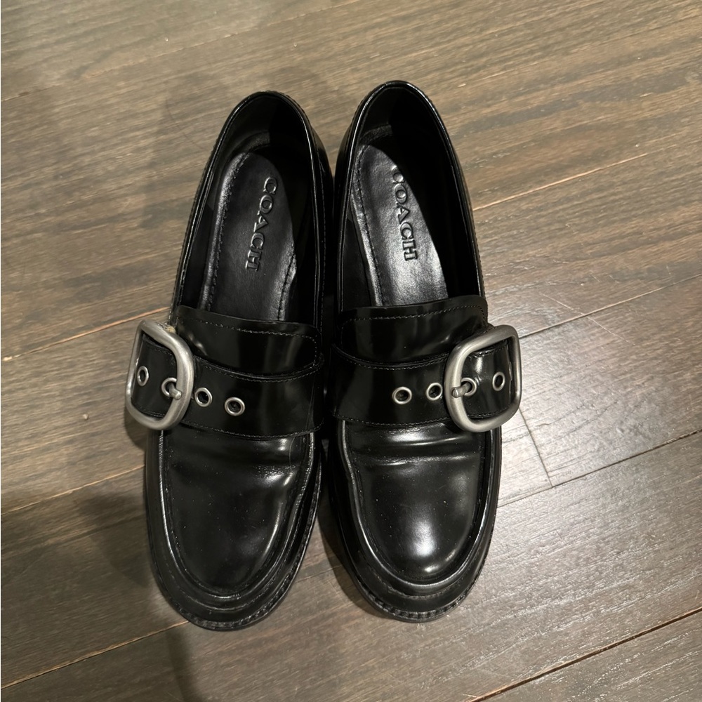 black buckle coach loafer platforms